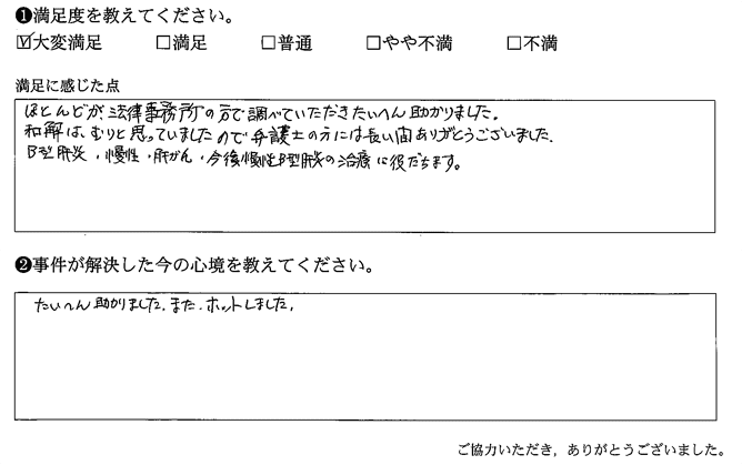 ほとんどが、法律事務所の方で調べていただきたいへん助かりました